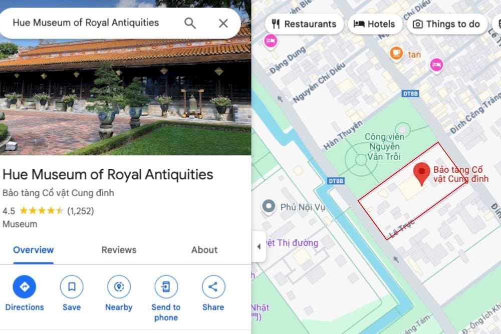 Because it is located right in the city center, the Hue Museum of Royal Antiques is very easy to reach